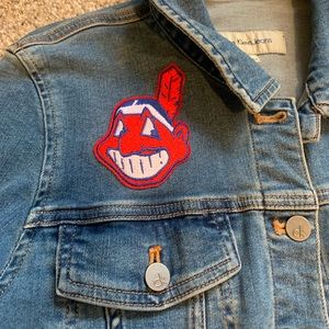 Cleveland Indians chief wahoo patched Calvin Klein Denim Jacket